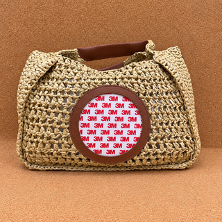 Crochet Tote with Brown Leather