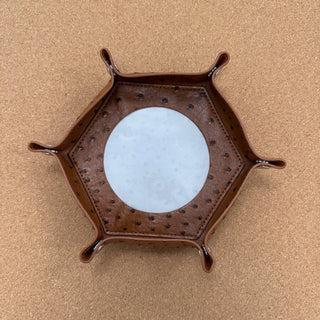 Self-Finishing Hexagon Snap Tray - Cognac Ostrich