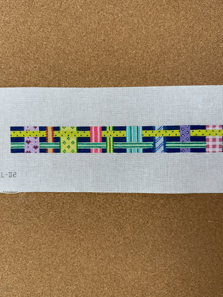 BL-02 Belt – Woven Ribbons – multi brights on navy