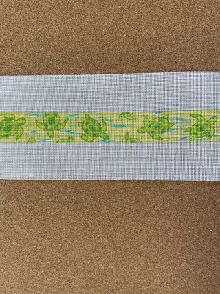 BL-49 Belt – Lilly-inspired Sea Turtles – limes on soft lemon with aquas & pink