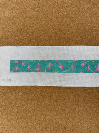 BL-55 Belt – Lilly-inspired Palm Trees & Coconuts – pinks & lime on jade