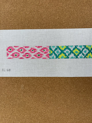 BL-68 Belt – Patchwork of Bright Ikat Patterns – pinks, greens, turquoise, lavenders