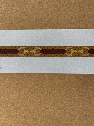 BL-81 Belt – Snaffle Bits on Ostrich – tan & brown w/ gold