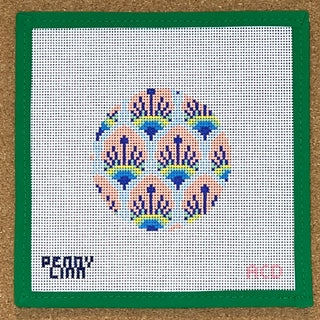 Peacock Feathers - Circle - Coral