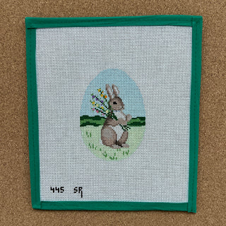 Bunny with Flowers 4" Egg