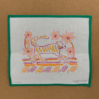 Tiger with Flowers and Leaves