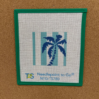 Palm Tree Stencil on Aqua Coaster