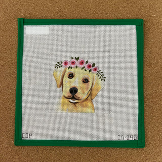 Yellow Lab with fllower crown