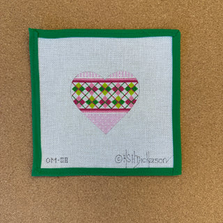 Mini Heart – Argyle – Pinks & Greens