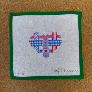 Mini Heart – Woven Ribbons – Pinks & Blues
