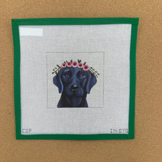 Black Lab with Floral Crown