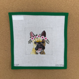 French Bulldog with Floral Crown