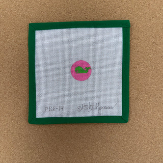 Green Whale on Pink