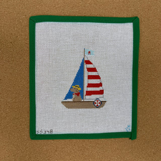 Yellow Lab in Sailboat
