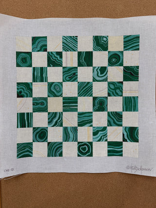 CHB-01 Chess/Checkers Board – Malachite & Ivory