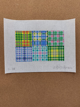 CL-08  Clutch – Madras – blue, turquoise, lime & pink