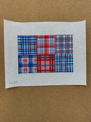 CL-09  Clutch – Madras – red, white & blue