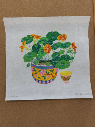 GM-PL-09 Gabby Malpas – Nasturtiums in Peranakan Bowl w/ Teacup