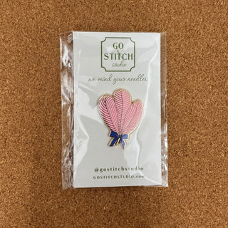 Pink Ostrich Feather Fan Needle Minder