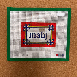 Floral Corner Mahjong Insert - Red, Navy & Olive