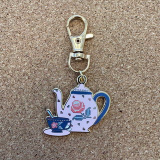 Roses Tea Set Enamel Charm