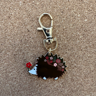 Floral Hedgehog Enamel Charm