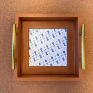 Light Brown Square Self-Finishing Leather Tray