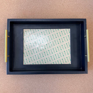 Black Rectangle Self-Finishing Leather Tray