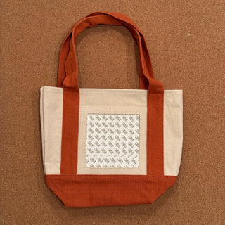 Small Self Finishing Tote Bag - Natural/Burnt Orange