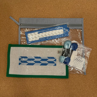 Blue Geometric Leather Bookmark Kit