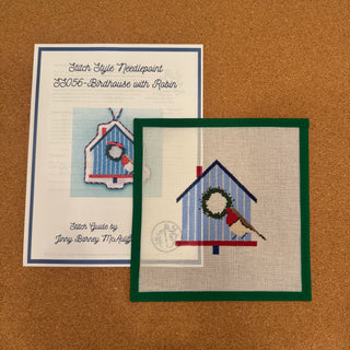 Christmas Birdhouse with Robin Canvas & Stitch Guide