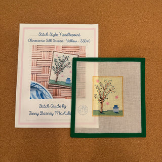 Yellow Chinoiserie Silk Screen Canvas & Stitch Guide