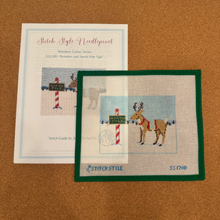 Reindeer & North Pole Sign Canvas & Stitch Guide