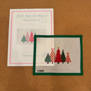 Pink Line of Trees Canvas & Stitch Guide
