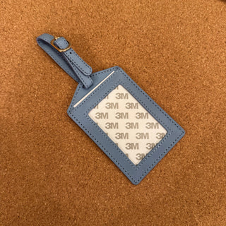 Self Finishing Leather Luggage Tag - Light Blue