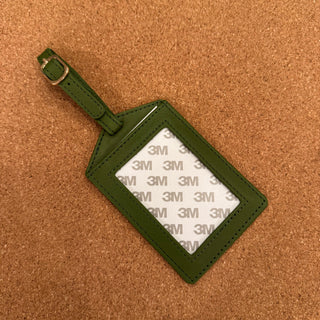 Self Finishing Leather Luggage Tag - Olive Green