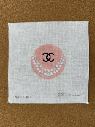INSMC-108 4” Round – Chanel C’s w/ Double Strand Pearls – on blush