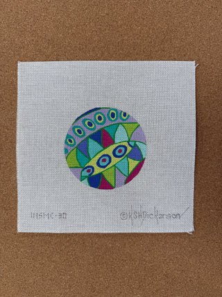 INSMC-30 Planet Earth & Lee 4” Round – Pucci inspired Waves & Dots – blues, greens & purples