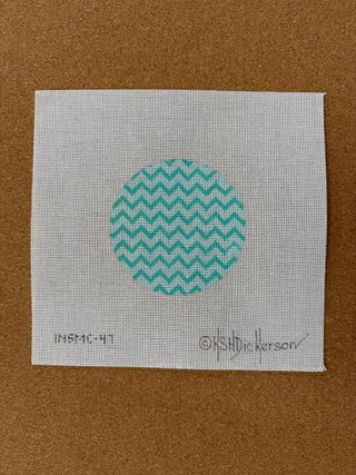 INSMC-47 Planet Earth & Lee 4” Round – Zigzag – double turquoise w/ watermelon letter (specify letter or blank)