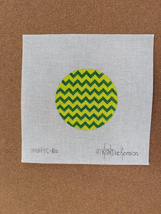 INSMC-86 Planet Earth & Lee 4” Round – Zigzag – limes w/ hot pink letter (specify monogram or blank)