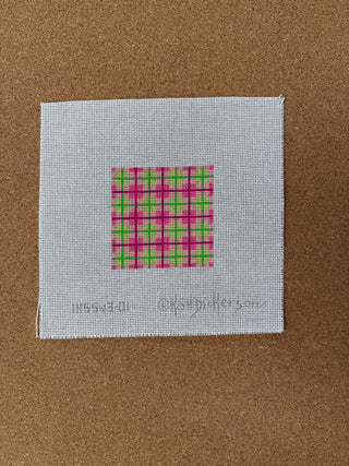 INSSQ3-01 Planet Earth 3” Square Insert – Madras Plaid – raspberries & greens
