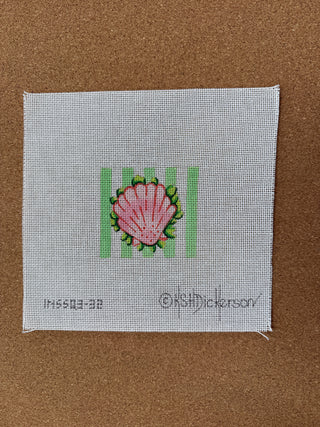 INSSQ3-32 Planet Earth 3” Square Insert – Scallop Shell on Green Cabana Stripes