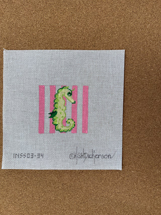 INSSQ3-34 Planet Earth 3” Square Insert – Seahorse on Pink Cabana Stripes