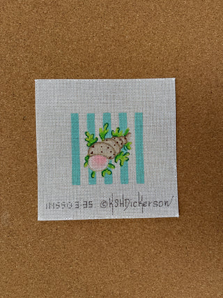 INSSQ3-35 Planet Earth 3” Square Insert – Snail on Aqua Cabana Stripes