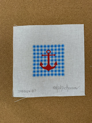INSSQ4-27 Planet Earth 4” Square Insert – Red Anchor on Blue Gingham