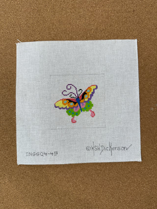 INSSQ4-49 Planet Earth 4” Square Insert – Chinese Butterfly – pinks, greens, blues, lavenders & black