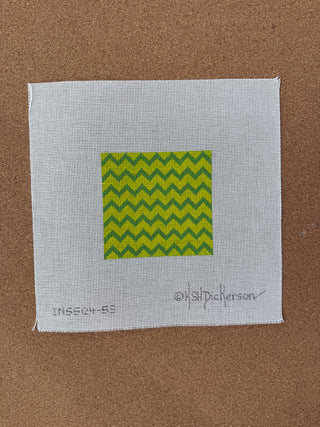 INSSQ4-53 Planet Earth 4” Square Insert – Zigzag – grass green on lime w/ raspberry letter