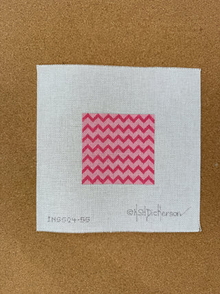 INSSQ4-55 Planet Earth 4” Square Insert – Zigzag – raspberry on pink w/ green letter