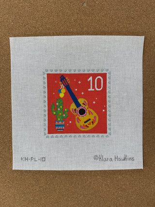 KH-PL-10 Klara Hawkins – Advent Stamp #10 – Cactus & Guitar