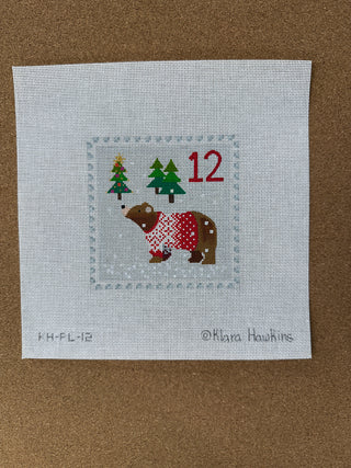 KH-PL-12 Klara Hawkins – Advent Stamp #12 – Bear in Sweater